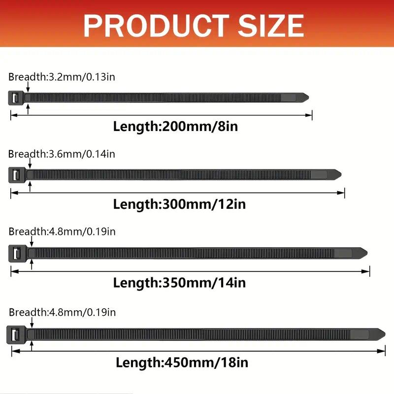 400-Piece nylon universal cable tie buckle self-locking nylon zipper tie bracket new product -