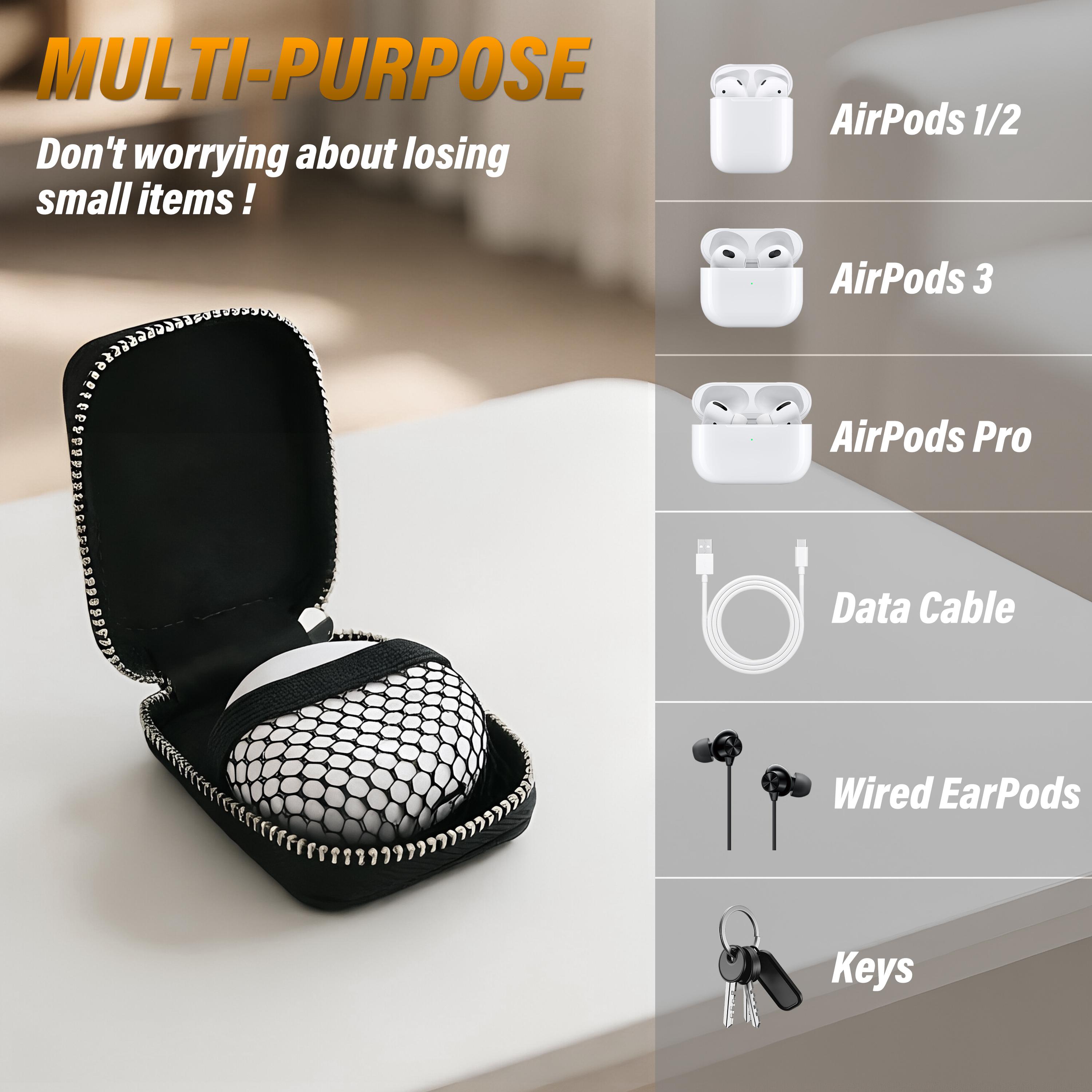 Earbud Case, PU Leather Zipper Storage Pouch with Keychain, Portable Protective Bag for AirPods 1/2/3/4/Pro 2, Wireless Earphones, Wired Headphones, USB Cable & Small Accessories Earbud Case, PU Leather Zipper Storage Pouch with Keychain, Portable Protective Bag for AirPods 1/2/3/4/Pro 2, Wireless Earphones, Wired Headphones, USB Cable & Small Accessories