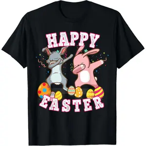 Easter Dabbing Rabbit Boys Toddler Kids TShirt for Celebrating Easter Holiday