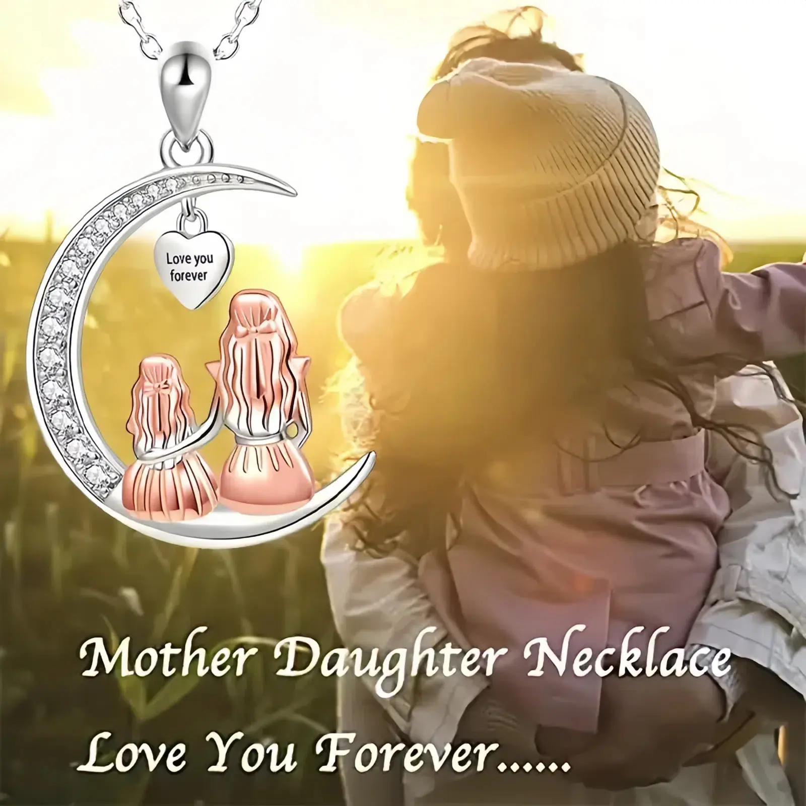 Mother's Day Necklace - Stylish and Gorgeous Necklace for Mom and Daughter with Love Forever for New Year, Birthday Gifts Special Occasions Meaningful
