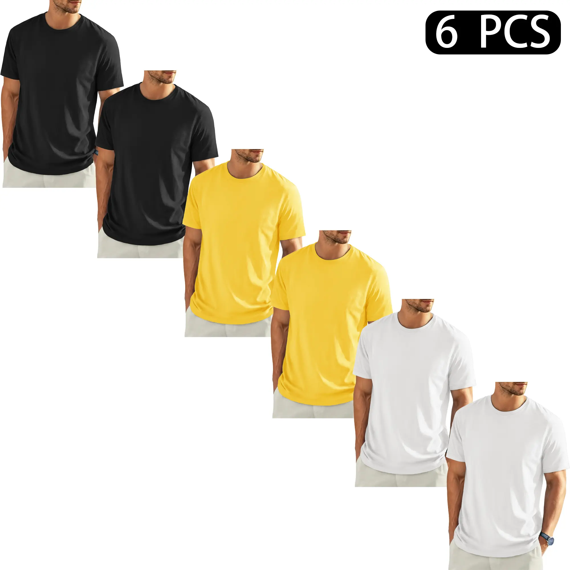 MAGCOMSEN 1/3/6 Pack Men's T-Shirts Short Sleeve Cotton Crew Neck Soft Breathable T Shirts Casual Plain Classic Summer Tees