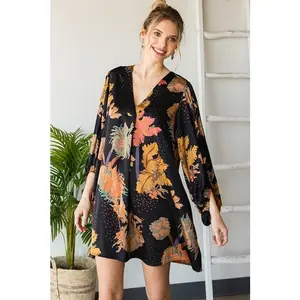 Floral V Neck Dress