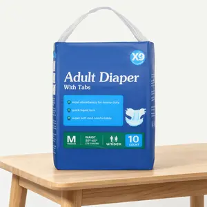 X9 Adult disposable diaper in M size,Unscented & Chlorine-Free, Incontinence Protection,High Absorbency Leakproof for All Flow Strengths,    10Count , Clinically Tested Safe Ultra-Thin & Skin-FriendlySuitable for Elderly and Adult.