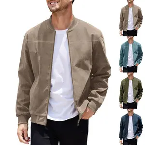 Solid color hooded cotton jacket casual wool zipper pocket jacket CZ elastic classic fabric men's beige long sleeved outdoor top men's fabric outdoor polyester long sleeved jacket