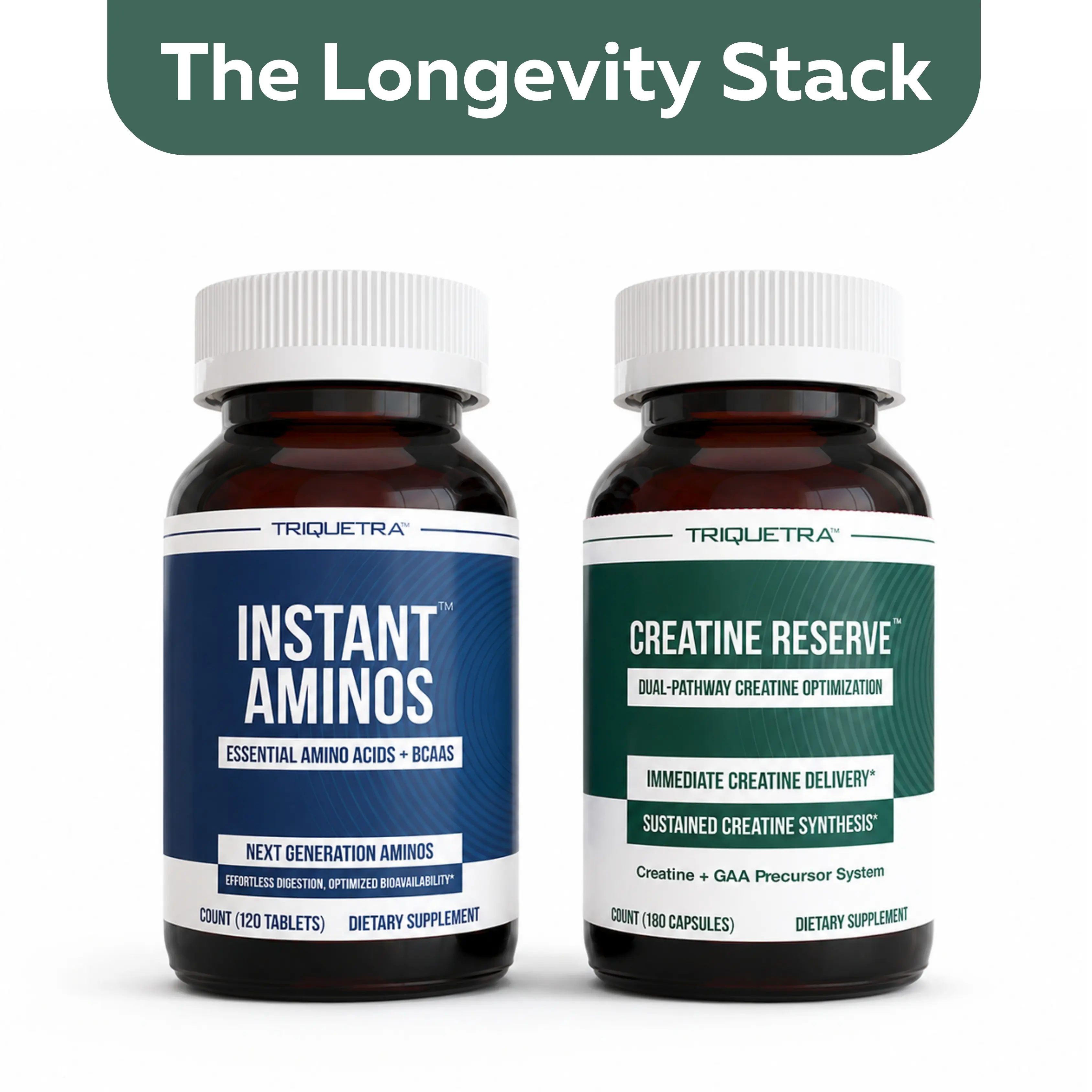 The Longevity Stack by Triquetra | Creatine Reserve + Instant Aminos for Brain, Muscle & Healthy Aging