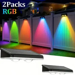 2/4 packs of solar fence lights with multi-color garden fence lights for villas, gardens, fences, vacation trails, and lighting your home