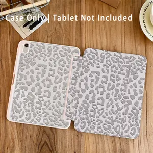 1PC Grey Leopard Print Tablet Case,Auto Wake/Sleep Y-Shaped Trifold Stand Protective Shell With Pencil Holde,Compatible With iPad Pro 11"/Air 11"/13" M3/10th/9th/8th/7th Gen/Air 4/5/10.9"/10.2"/9.7"