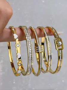 Elegant Classic Bracelet & Bangle Set, Stainless Steel Fashionable Item, Lightweight and Niche Design, Suitable for Wearing on Important Occasions and Giving As a Gift