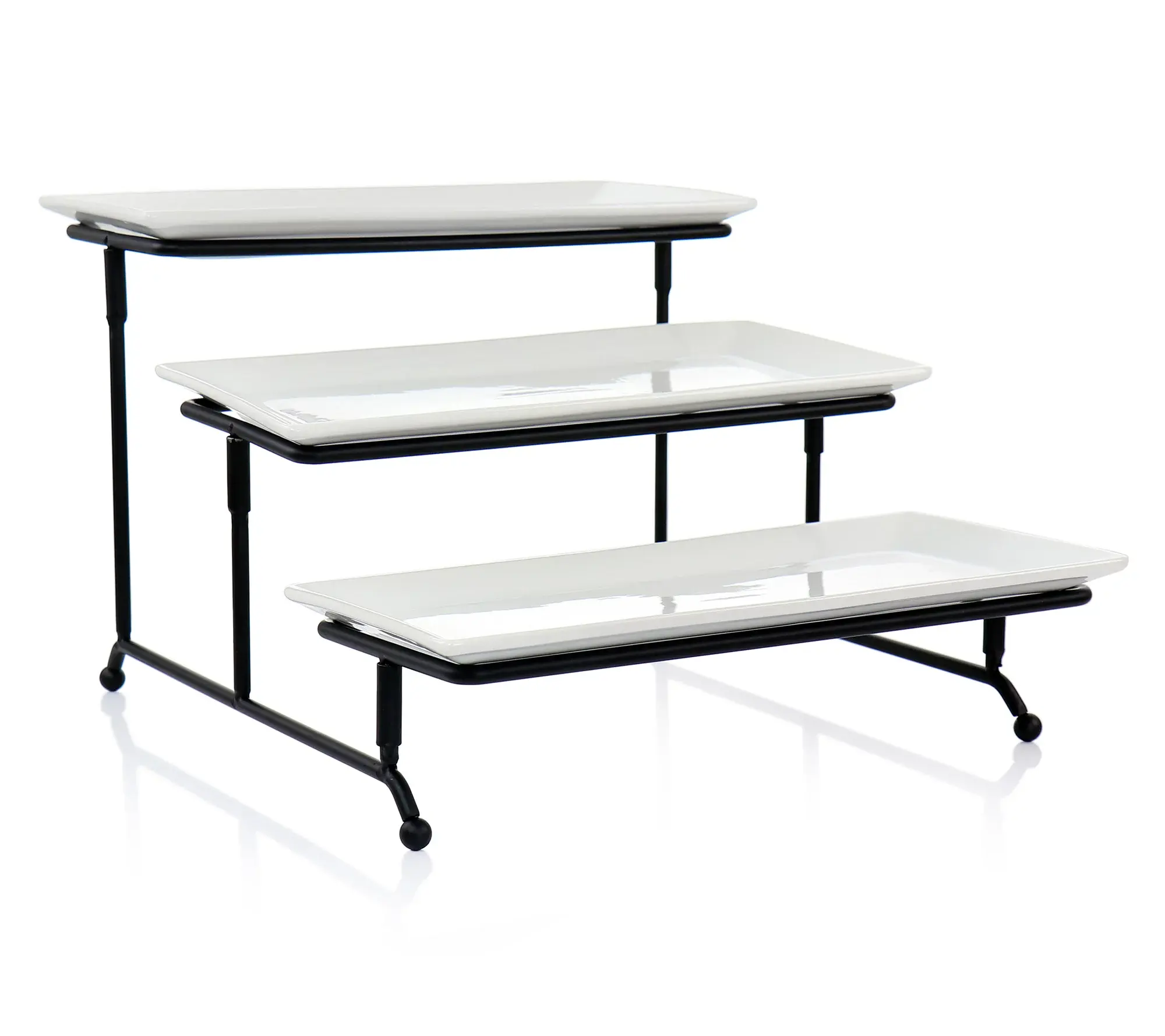 Elama 3 Tier Rectangular Plate Porcelain Serveware Set