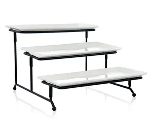 Elama 3 Tier Rectangular Plate Porcelain Serveware Set Elama 3 Tier Rectangular Plate Porcelain Serveware Set