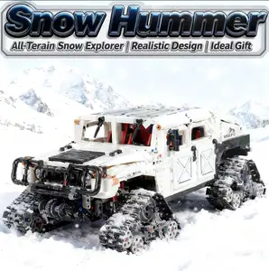 Snowfield Hummer Tracked Vehicle Building Blocks Set Anti-Slip Track Wheel RC Drivable Technic SUV STEM Toy Easter Spring Holiday Gift for Kids 8-14 Adults Collectible Car Kit