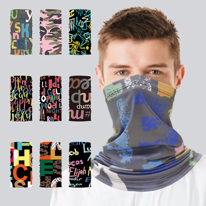 Cross-border sports sunscreen cycling mask, men's and women's thin ice silk magic headscarf, quick-drying and variable printing sunshade scarf