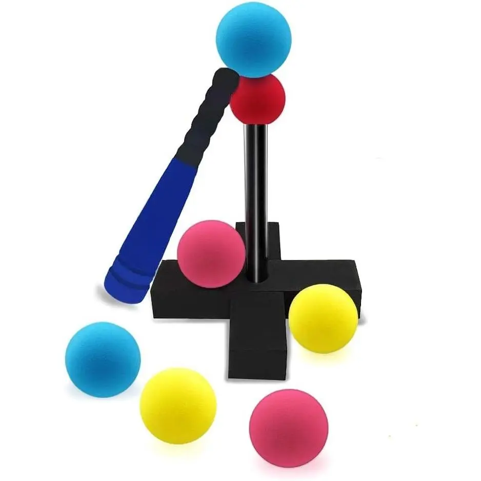 Kids T-Ball Set with Soft Foam Bat & 6 Balls, Mini Baseball Toy for Toddlers Age 1+, Includes Tee & Carry Bag - Blue, Soft Ball Design