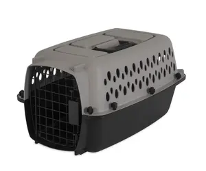 Life Pet Kennel Small 23" Dog Crate, Plastic Travel Pet Carrier for Pets up to 15 lb, Grey