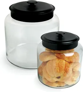Anchor Hocking Montana 2.5 Gallon Glass Jar with Lid, Black Metal Lid