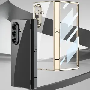 Compatible with Z fold7 Folding phone case Electroplated shell film integrated transparent magnetic protective case All-inclusive simple phone case HN5710