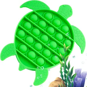 NiHealth Push Pop Bubble Fidget Sensory Toy Sea Turtle Shaped Fidget Toy for Special Needs Stress Reducer Anxiety Relief Popper Game Board Silicone Squeeze Toy for Kids and Adults (Green)