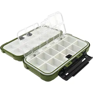 Waterproof Fishing Tackle Box Organizer, 24 Compartments Double Layer Fishing Lure Boxes Hooks Storage Case Fishing Accessories Box Containers (Green)