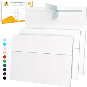 5x7 Envelopes for Invitations - 110 White Envelopes for 5x7 Cards - A7 - (5 ¼ x 7 ¼ inches) - Perfect for Weddings, Graduation, Baby Shower - 120 GSM - Peel, Press & Self Seal - Square Flap