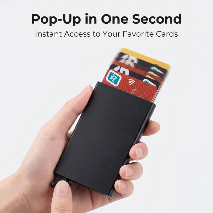 1 Automatic Pop-Up 8-Card Slot RFID Blocking