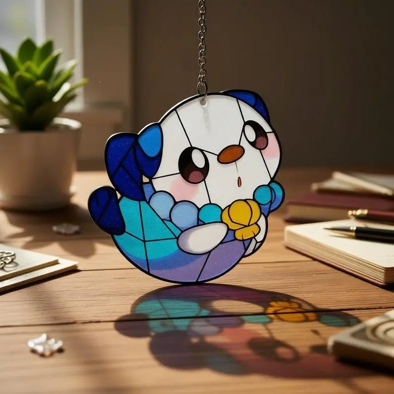 Cute Sea Otter Suncatcher Resin Window Hanging Faux Resin Anime Room Decor Gamer Gift For Kids Kawaii Nursery Art