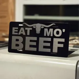 [SALE 50%] EAT BEEF License Plate | Vintage Aluminum Vanity Plate | Retro Car Tag | Funny Auto Decor | Classic Truck Accessories | Gift for Car Lovers