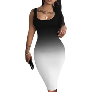 Women Casual Sexy Tank Top Bodycon Dress Summer Pencil Sleeveless Basic Midi Club DressesGift