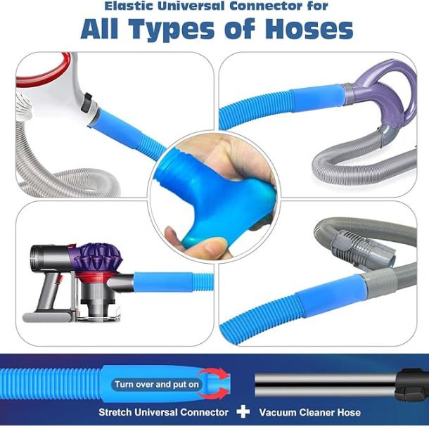 Fire Prevention 2 Pieces Dryer Vent Cleaner Kit Compatible with All Vacuum Cleaner, Dryer Lint Brush and Vacuum Hose Attachment with Stretch Universal Connector, Quickly Lint Remover