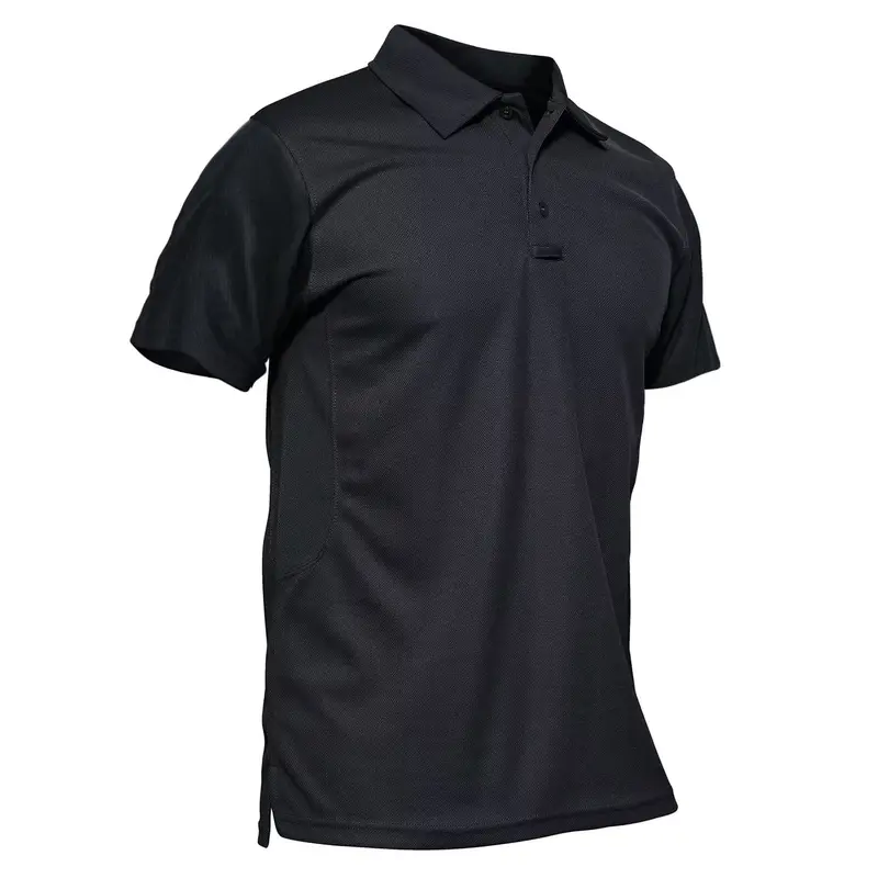 MAGCOMSEN Men's Quick Dry Pique Jersey Polo Shirt - Short Sleeve Tactical Button Top, Breathable Basic with Penready Pockets, Fitted for Golf, Hiking, Everyday Wear