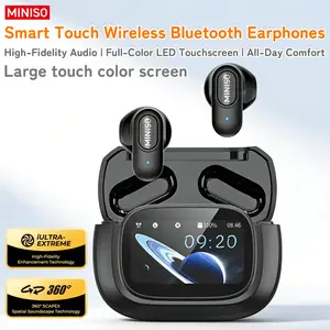 MINISO MS126 Bluetooth 6.0 Earphones,LED Display High Fidelity Waterproof Wireless Earphones, Suitable for Office, Sports, Study and Audio Calls ,Built-in Microphone , Earphones
