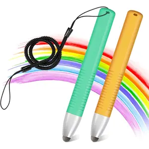 P-KSP04    2pcs Kid-Friendly Stylus Pens for Touch Screens, Tablet Stylus Pen with Spring Cord Universal Touch Screen Capacitive Crayon Stylus Green Orange