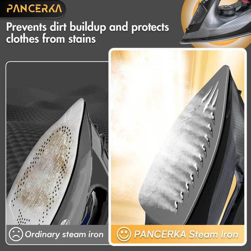 PANCERKA 1600W Steam Iron for Clothes - Powerful Steam Burst, Teflon Non-Stick Soleplate, Fast Heating & Auto Shut-Off | Clothing Iron with Easy Temperature Control | Irons | Plancha de Ropa