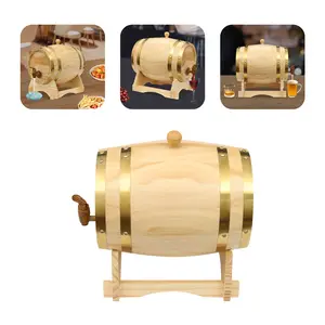 5L Pine Wood Barrel – Natural Wooden Whiskey Barrel, Oak Barrel Decor for Home & Bar