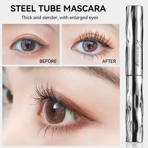 Curved Brush Head Mascara, Dense Volumizing Lashes, Flawless, Waterproof Sweatproof, Long-Lasting All-Day Wear, No Smudging, Non-Shedding