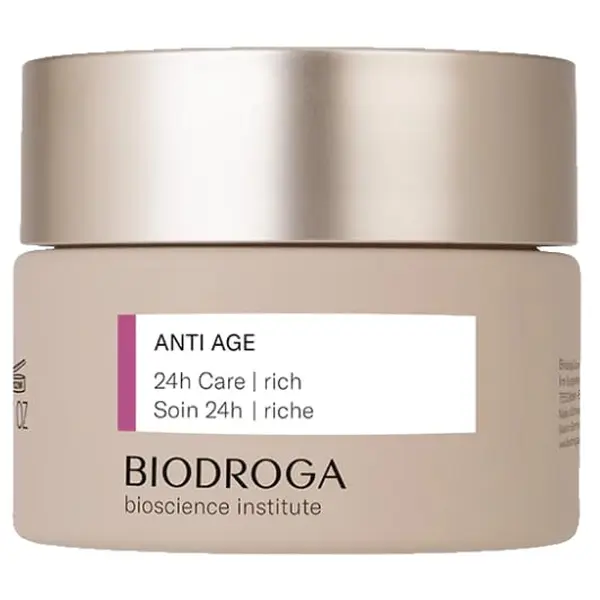 Biodroga Anti-Age 24h Rich Face Moisturizer (1.7 oz) - Firming, Smoothing, Anti-Wrinkle, Lifting - with Instant Lift Complex & Q10 - Elderberry, Fern - Fragrance-Free, No Colouring, Silicones, Mineral Oil, Parabens, Gluten, Lactose - For Lipid-Poor Skin,