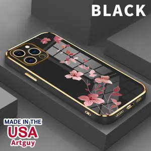 Soft Case for iPhone 16 15 14 Pro Max 13 12 11 XR XS Plus Shockproof Drop Protection Rugged Durable Simple Pink Flower Silicone Cover