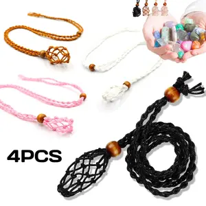 4-pcs adjustable crystal necklace rope with dream catcher design - used for jewelry making, suitable for quartz, crystal, gemstones