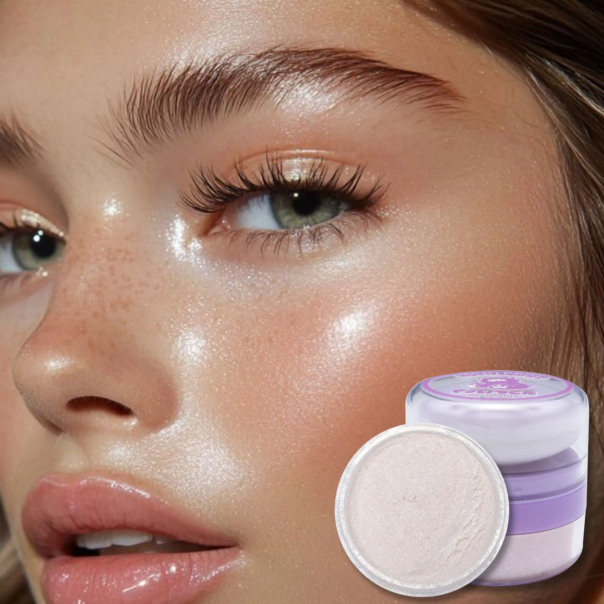 Shimmer Highlighter Loose Powder Cosmetic - Chic Highlighters & Luminizers with Shimmer Finish for Natural Glow, Glowing Makeup Illuminator
