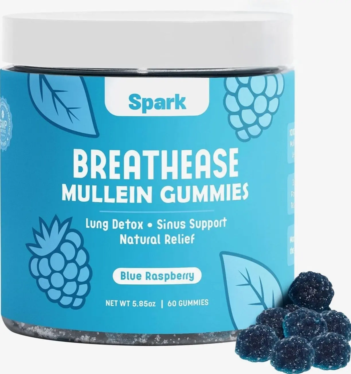 Mullein Gummies for Lungs - Lung Detox Gummies - Daily Respiratory Health Support - Cleanse for Smokers - Allergy, Sinus, and Mucus Relief - Mullein Leaf Extract for Lungs