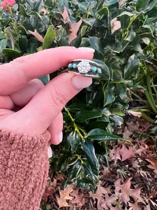 7mm Sparkling Mossanite and Turquoise Ring