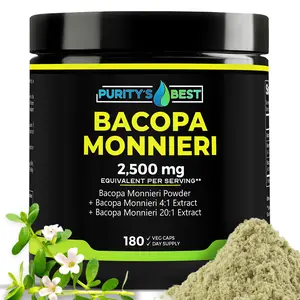 Purity’s Best BACOPA MONNIERI Powder + 4x + 20x EXTRACTS Anxiety Support, Stress, Brain, Cognition, Memory