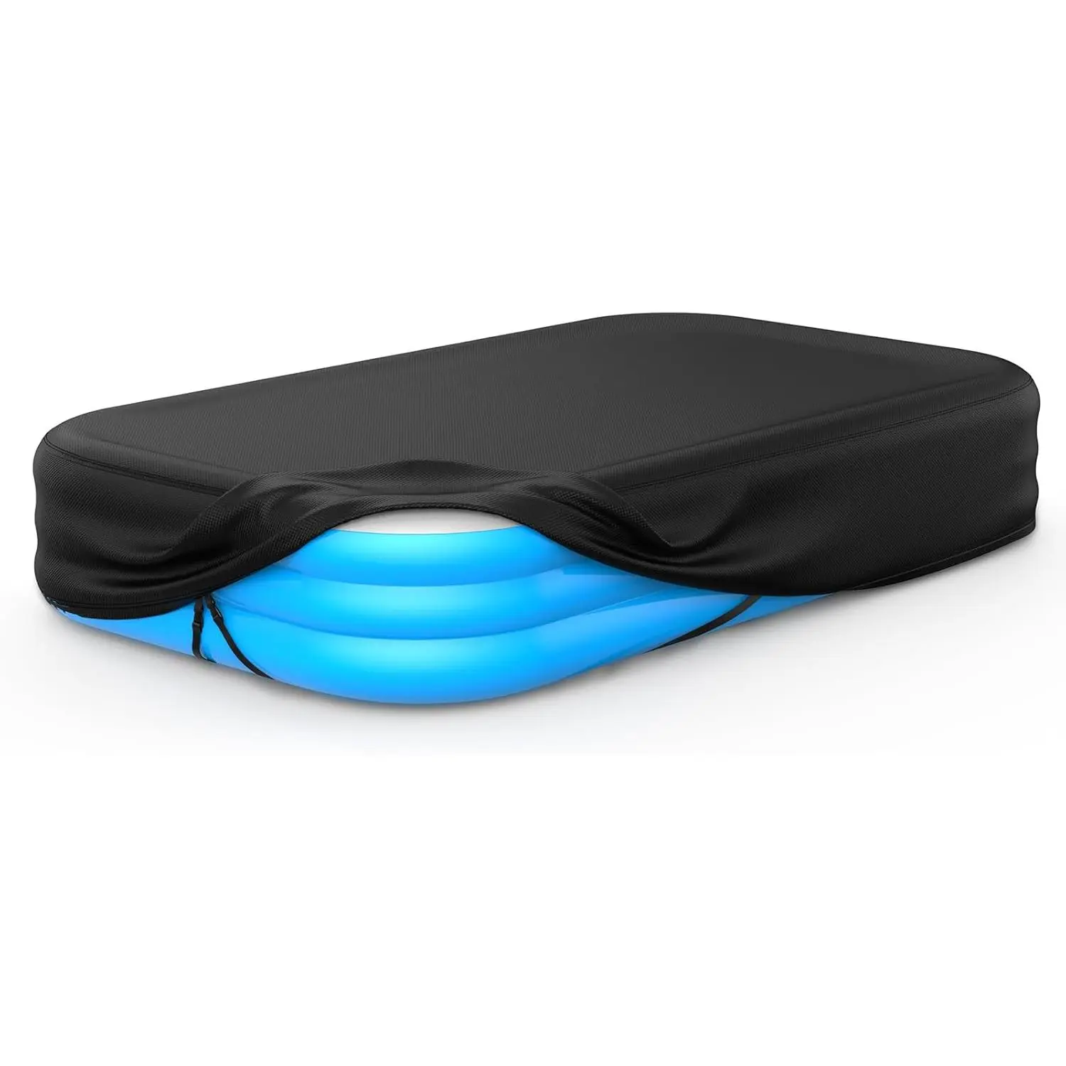 Rectangular Pool Cover for Inflatable Pool, Fits Blow Up Pool Size 103" L x 69" W, Built-in Elastic Band and Extra Buckle to Prevent Slipping, Rectangle Above Ground Swimming Pool Cover
