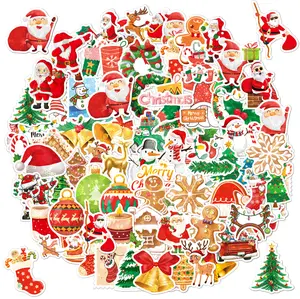 100pcs Christmas Stickers,Holographic Shiny Christmas Decorations Stickers,Waterproof Merry Christmas Decoration Stickers,for Scrapbooking Or Card Making Christmas Party Supplies