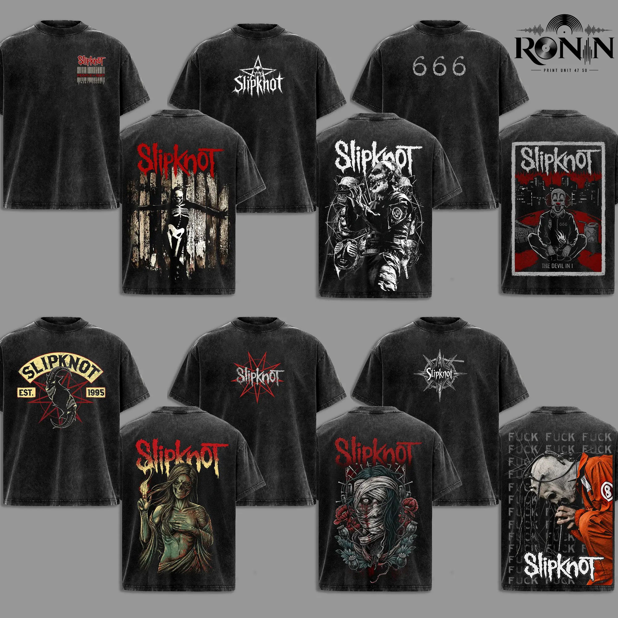 [COLLECTION] 6 Design Slipknot Vintage Washed Band T Shirt, Heavy Metal Graphic Tee, Oversized Heavyweight Cotton, Unisex Rock Streetwear, Tour Merch, Gift for Slipknot Fans