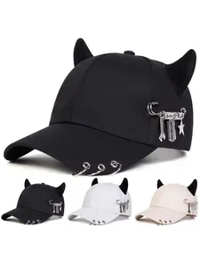 Unisex Adjustable Strap Lightweight Baseball Cap, Cartoon Pattern Woven Fabric, Casual Fitted Hat for All Seasons, Adjustable Sunscreen Hat, Outdoor Travel Sun Protection