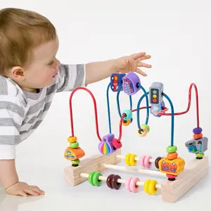 Children's Wooden Multifunctional Bead Stringing Toy for Color Cognition, Early Education, Matching, Parent-Child Interaction, and Educational Play