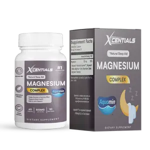Xcentials Magnesium Glycinate Complex 500mg - Natural Sleep Aid & Muscle Nerve Support Supplement - Aquamin Formula - Gluten Free Vegan - 60 Capsules