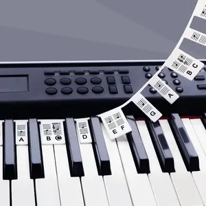 Removable Piano Keyboard Note Labels for 61 Key Full Size   No Need Stickers Piano Keyboard Lables for Beginners Comes with Box(Black)