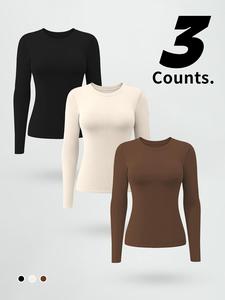 women's seamless knit long sleeve shirt, gym workout top, yoga outdoor sport tee, all-season women's long sleeve, casual loose-fitting, moderate fabric thickness fitness activewear