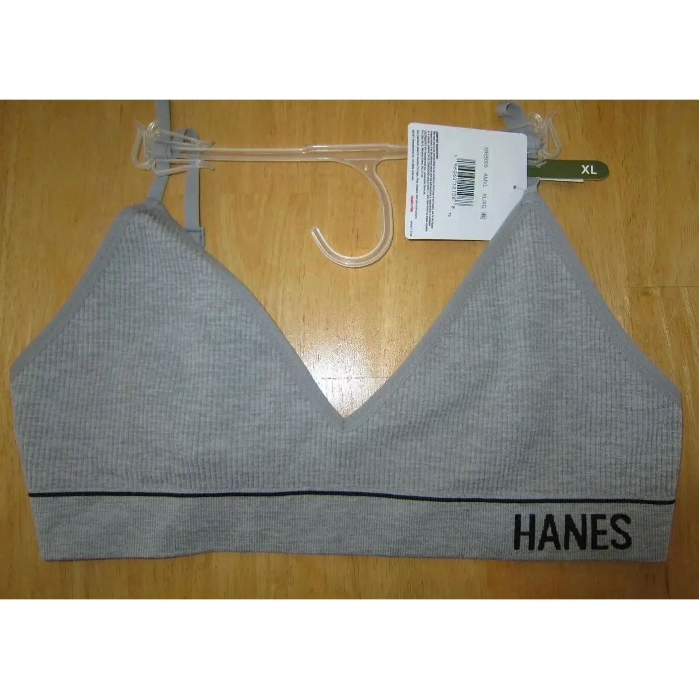 b"Hanes Originals Sports Bra Women's S XL XXL Ribbed Gray NEW"